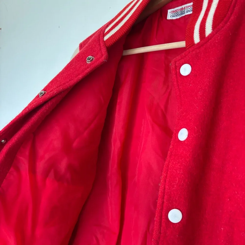 Crocodile Club Vintage Japanese Red Tan Varsity Letterman Jacket Size Medium
